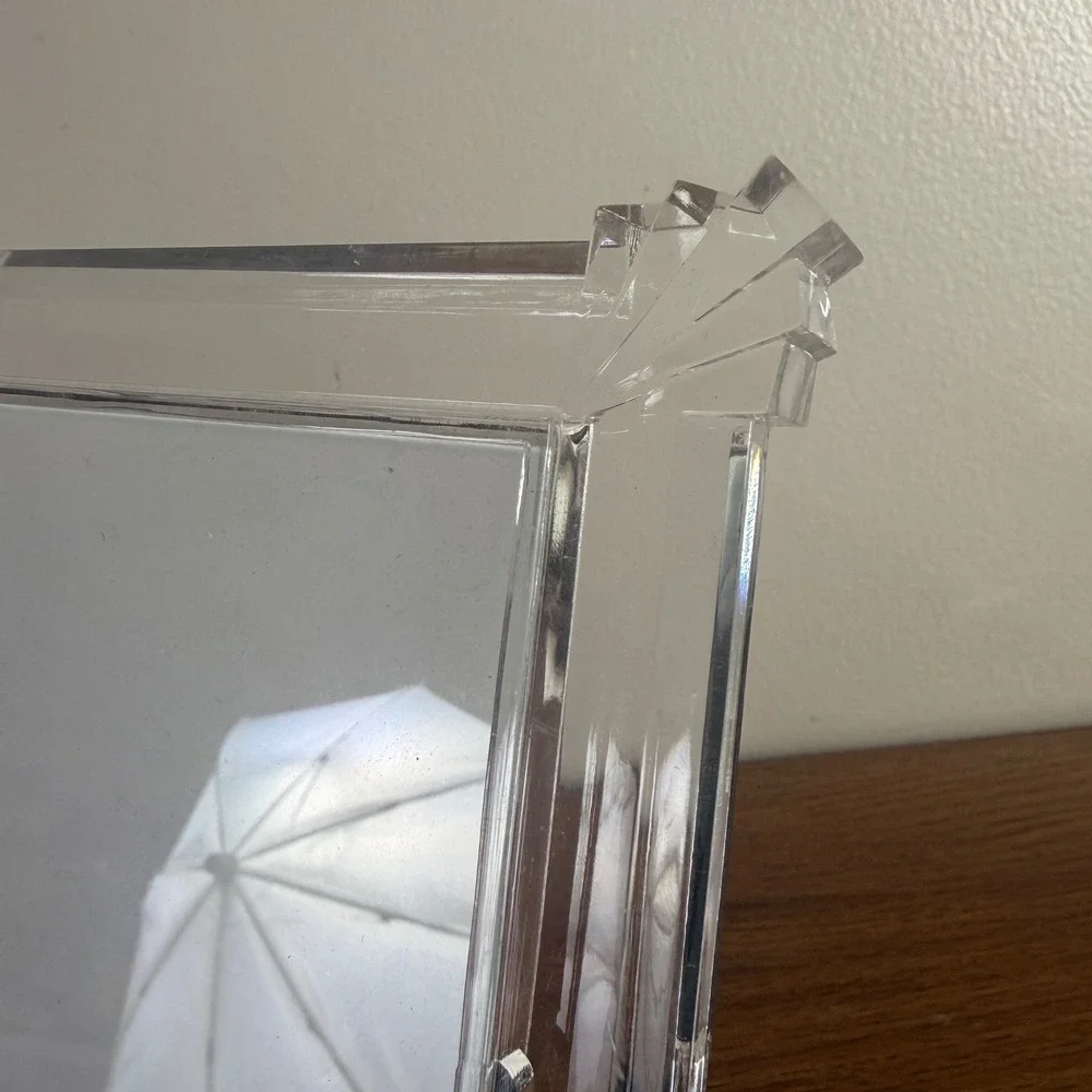 Clear Acrylic Picture Frame Art Deco Fan Corners Hollywood Regency